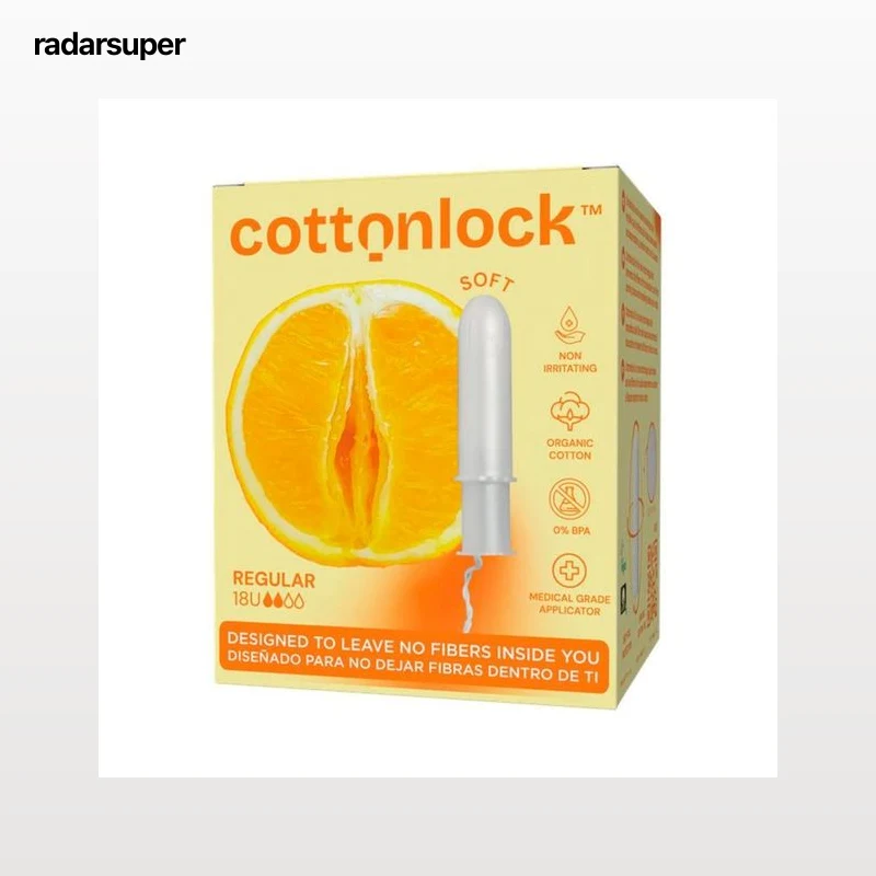 COTTONLOCK Tampones de algodón ecológico, regular, con aplicador 18 uds.