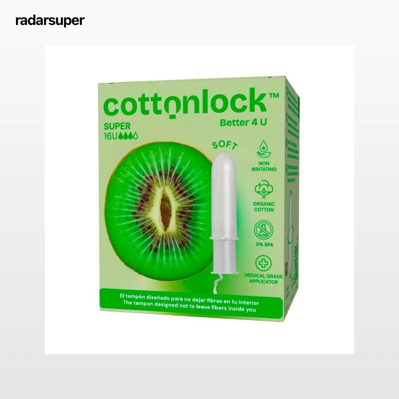 COTTONLOCK Tampones de algodón ecológico, super, con aplicador 16 uds.