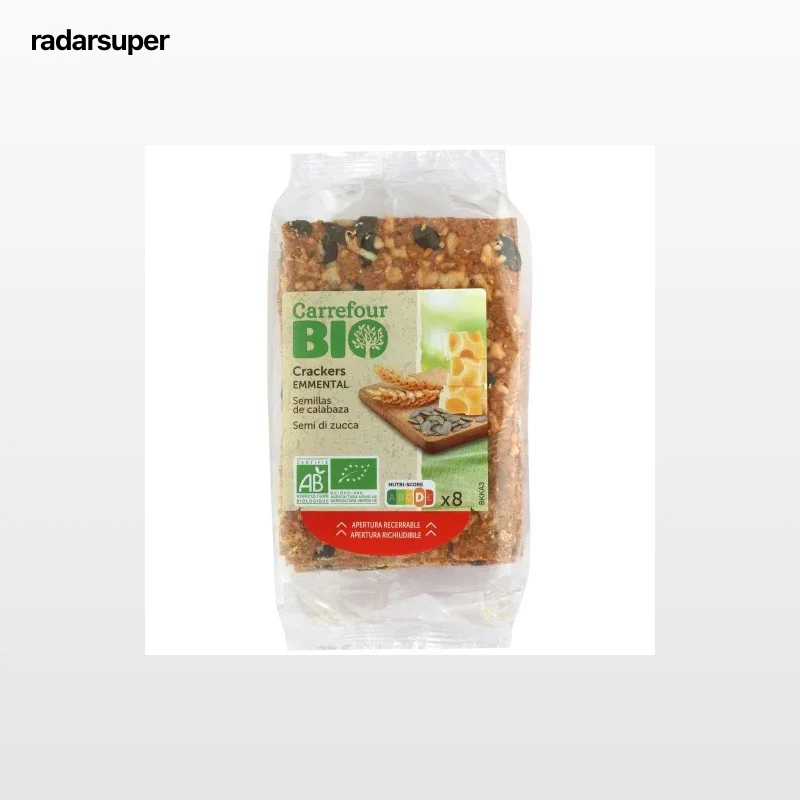 Crackers con Queso y Semillas de Calabacín Carrefour Bio 200 gr.