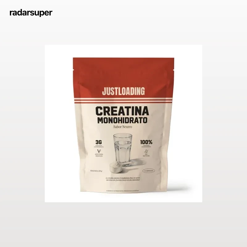 Creatina monohidrato en polvo sabor neutro Just Loading doy pack 100 g.