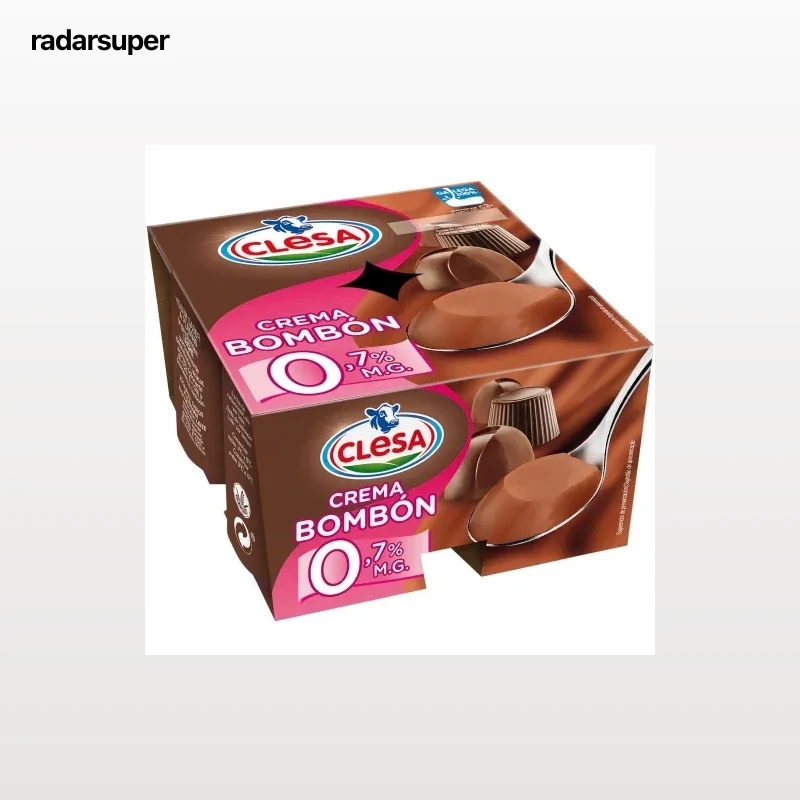 Crema bombón 0,7% materia grasa Clesa sin gluten pack de 4 unidades de 125 g.