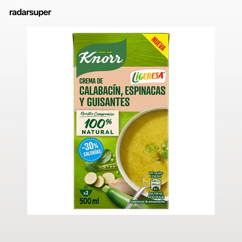 Crema calabacín espinacas y guisantes Knorr 500Ml