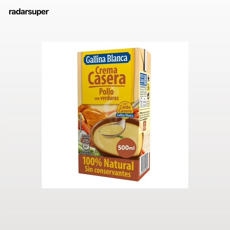 Crema casera de pollo con verduras Gallina Blanca sin gluten 500 ml.