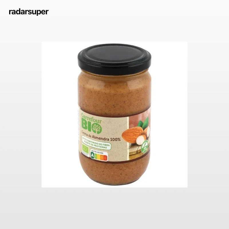 Crema de almendras ecológica Carrefour Bio sin gluten 290 g.