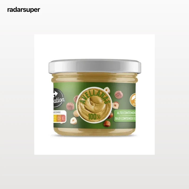 Crema de avellanas 100% Sensation Carrefour sin gluten 180 g.