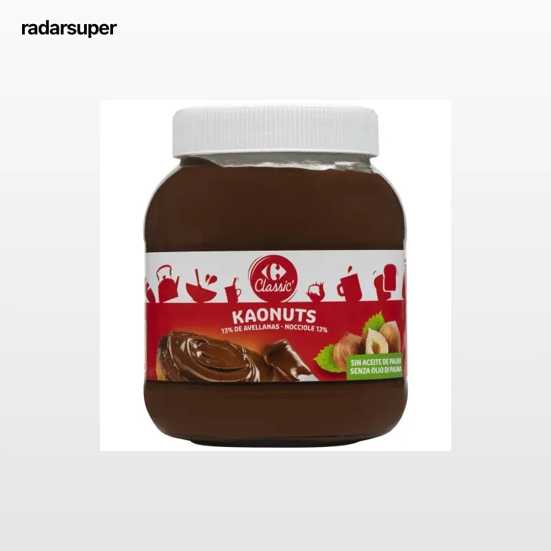 Crema de avellanas 13% Carrefour 750 g.