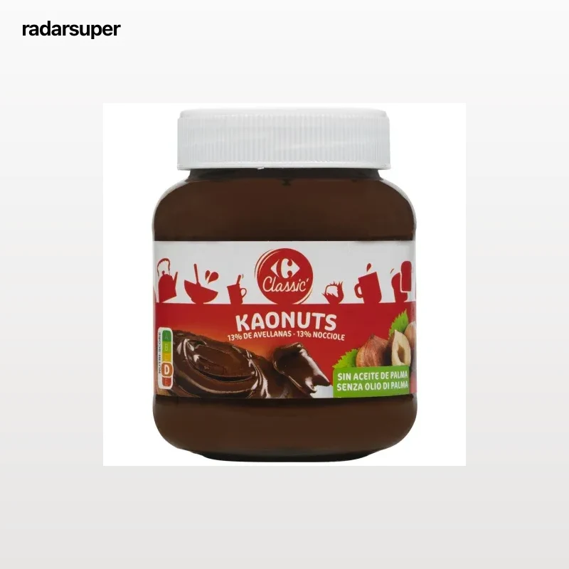 Crema de avellanas Carrefour Classic sin aceite de palma 400 g.