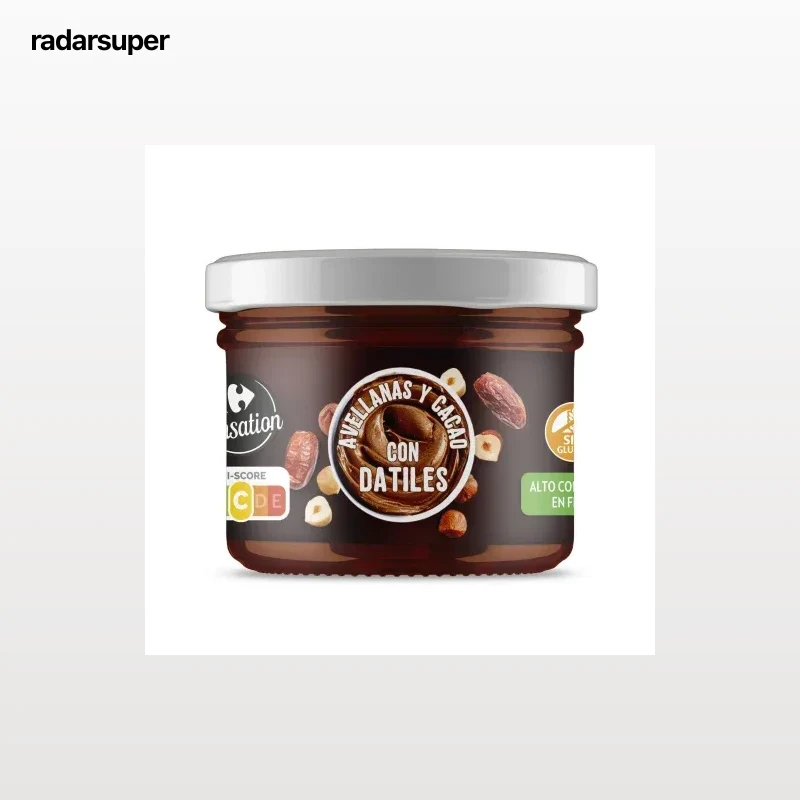 Crema de avellanas y cacao con dátiles Carrefour Extra sin gluten 200 g.