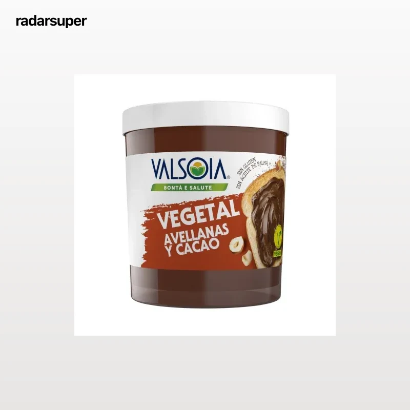 Crema de avellanas y cacao con soja Valsoia sin gluten y sin lactosa 200 g.