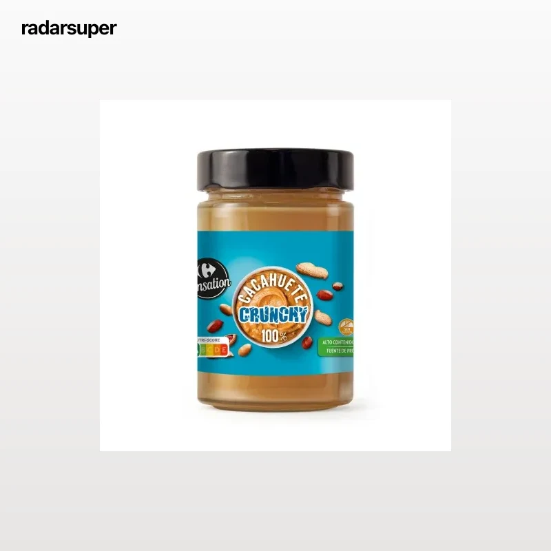 Crema de cacahuete crujiente Carrefour Sensation sin gluten 500 g.