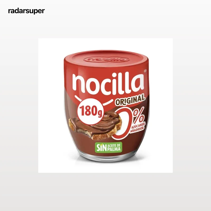 Crema de cacao con avellanas original Nocilla sin gluten y sin azúcar añadido 180 g.