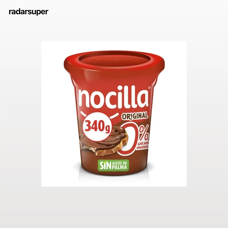 Crema de cacao con avellanas original Nocilla sin gluten y   sin azúcar añadido 340 g.