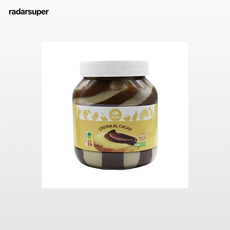 Crema de cacao con leche y avellanas Carrefour Classic sin gluten 750 g.