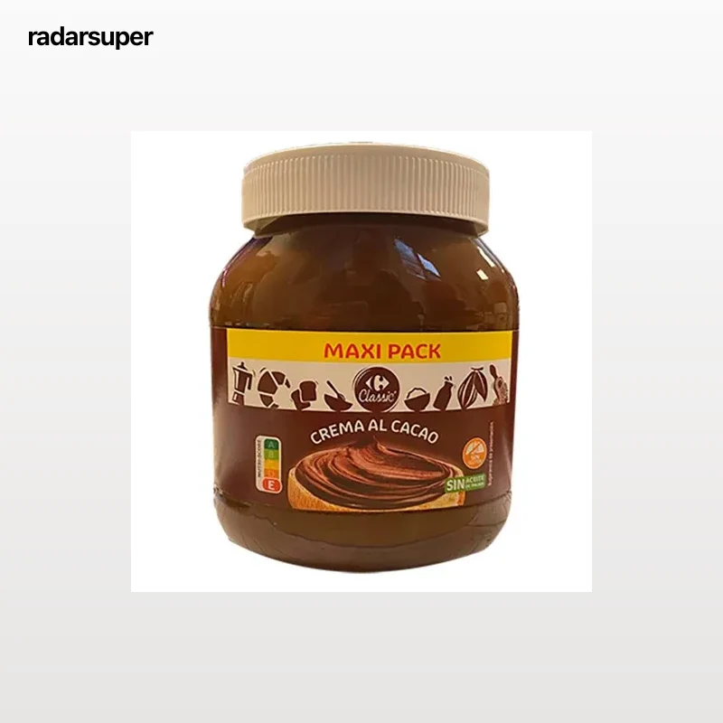 Crema de cacao y avellanas Carrefour sin gluten 750 g.