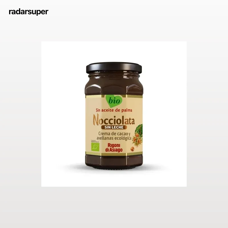 Crema de cacao y avellanas sin leche ecológica Nocciolata Rigoni 250 g.