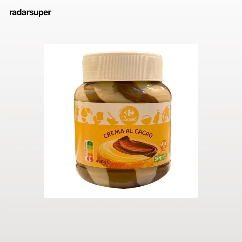 Crema de cacao y leche con avellanas Carrefour Classic sin gluten 400 g.
