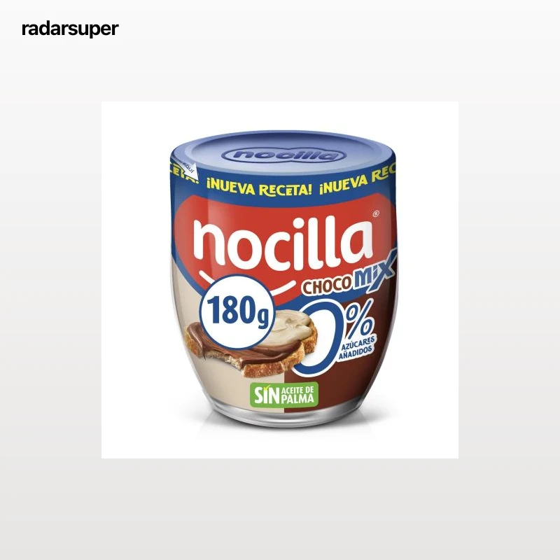 Crema de cacao y leche con avellanas Nocilla sin gluten y sin azúcar añadido 180 g.