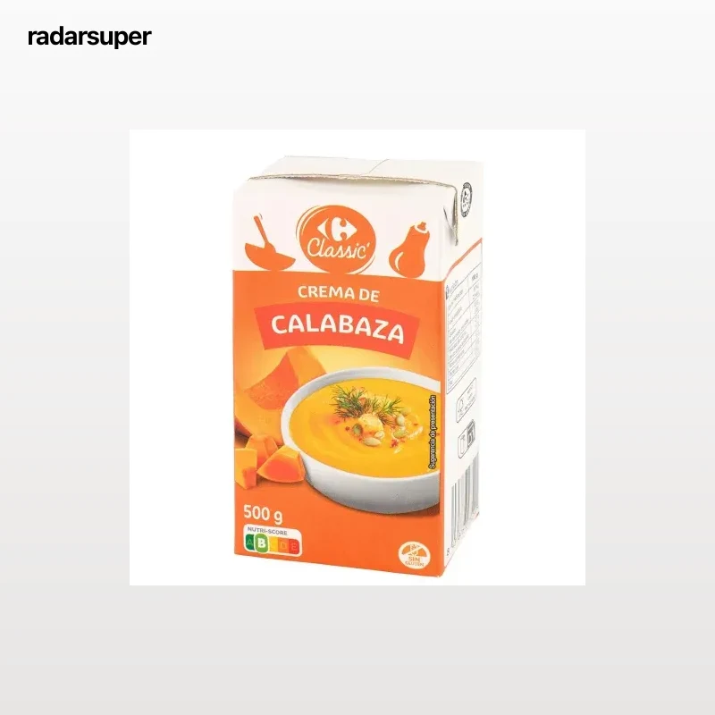 Crema de calabaza Classic Carrefour sin gluten 500 ml.