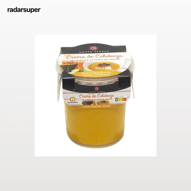 Crema de calabaza con puerro y un toque de cilantro Santa Teresa sin gluten sin lactosa 400 ml.