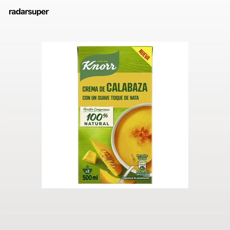 Crema de calabaza con un suave toque de nata Knorr 500 ml.