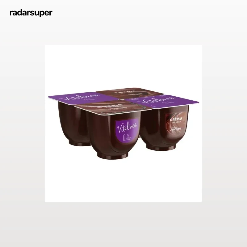 Crema de chocolate Danone Vitalinea sin gluten pack de 4 unidades de 125 g.