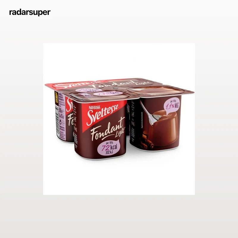Crema de chocolate fondant light Nestlé Sveltesse sin gluten pack de 4 unidades de 125 g.