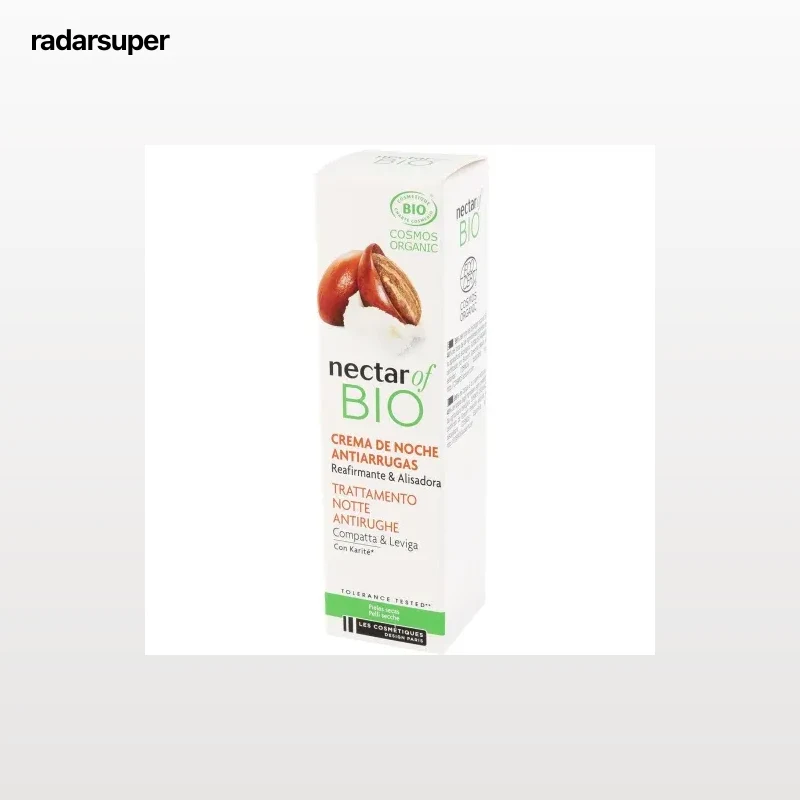 Crema de noche antiarrugas reafirmante & alisadora con manteca de karetiné para pieles secas ecológica Nectar Of Bio 30 ml.