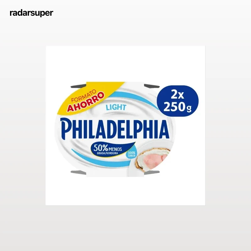 Crema de queso de untar light Philadelphia pack de 2 unidades de 250 g.