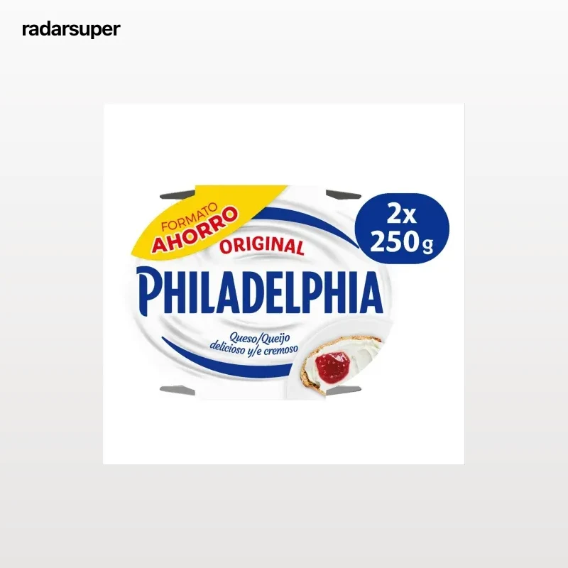 Crema de queso de untar natural Philadelphia pack de 2 unidades de 250 g.