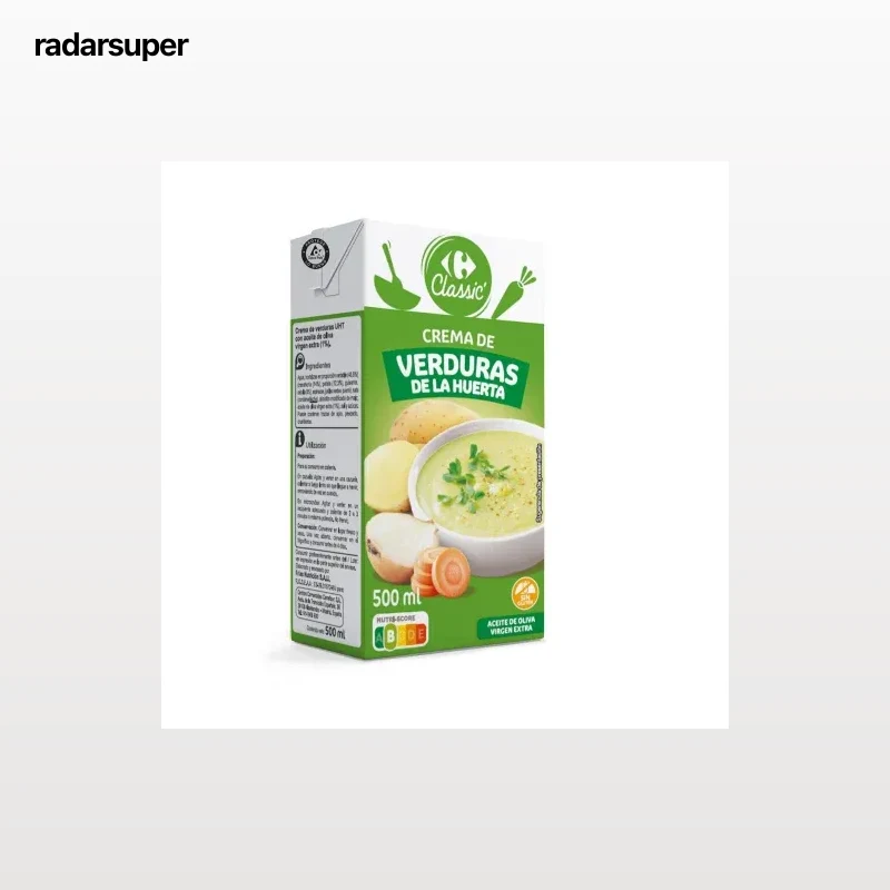 Crema de verduras de la huerta Classic Carrefour sin gluten 500 ml.