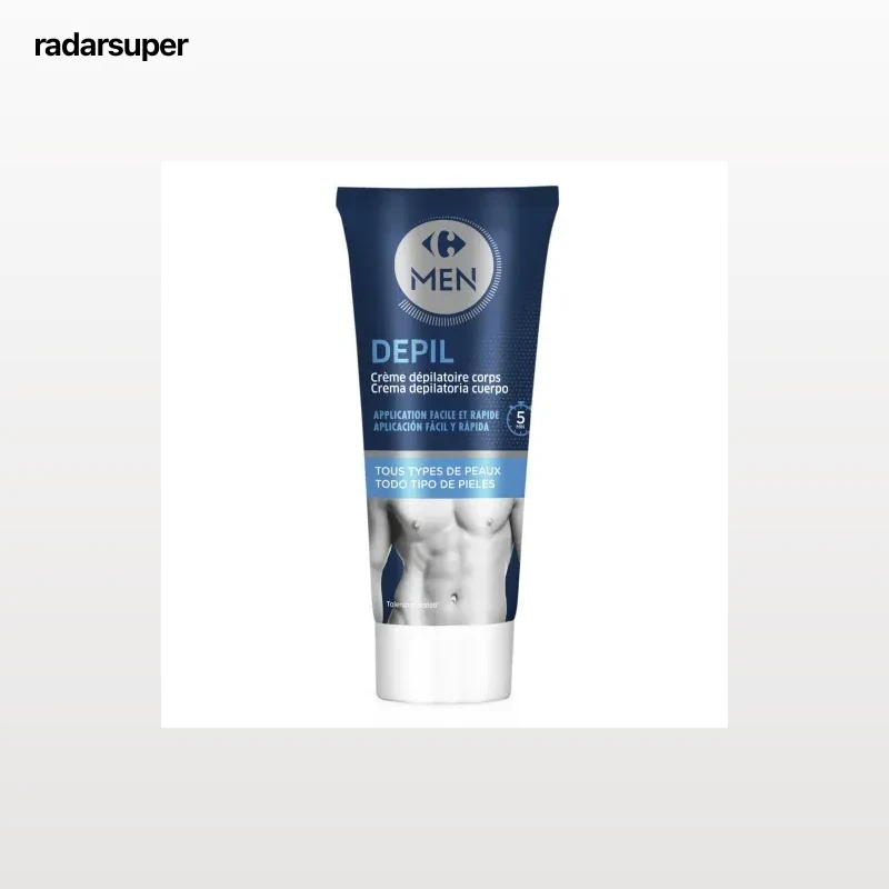Crema depilatoria corporal para todo tipo de pieles Carrefour Men 200 ml.