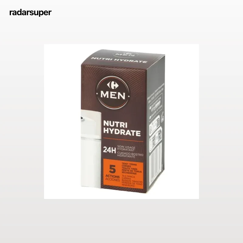 Crema facial hidratante 5 acciones Nutri Hydrate Carrefour Men 50 ml.