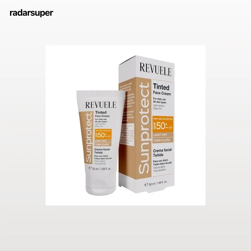 Crema facial teñida SPF50+ tono claro Sunprotect Revuele 50 ml.