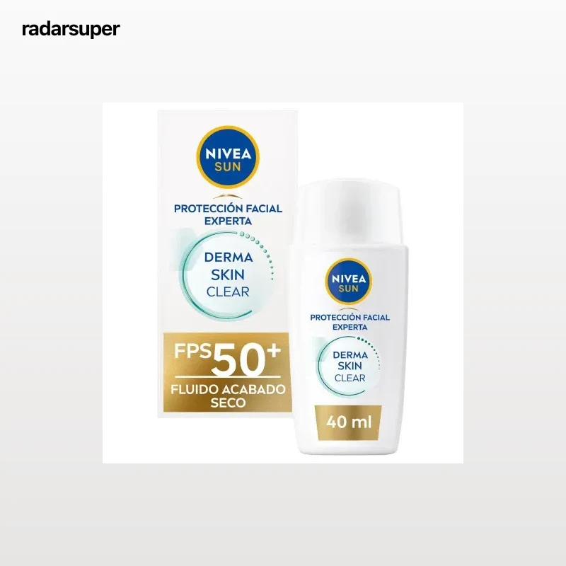 Crema solar facial acabado en seco derma skin clear FPS50+ Nivea Sun 40 ml.