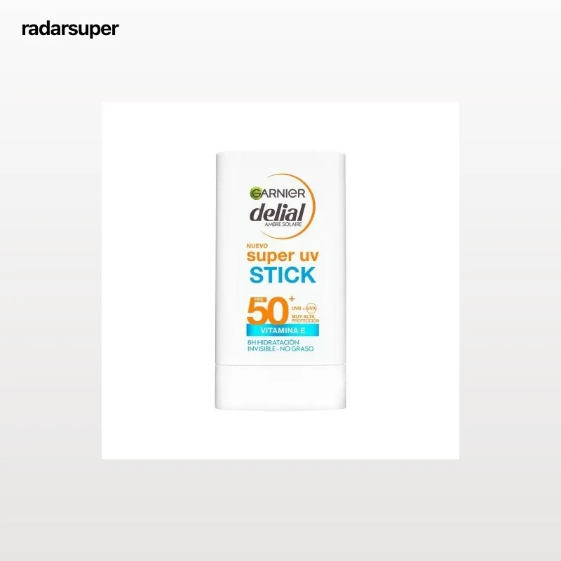 Crema solar facial en stick super uv SPF50+ vitamina E Delial Garnier 18 g.