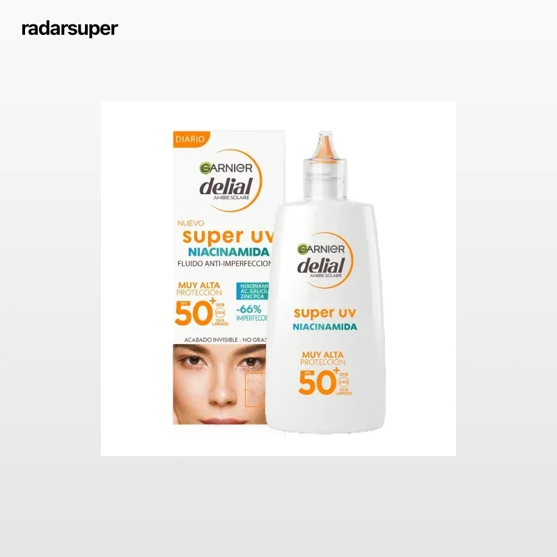 Crema solar facial super uv niacinamina SPF50+ Delial Garnier 40 ml.