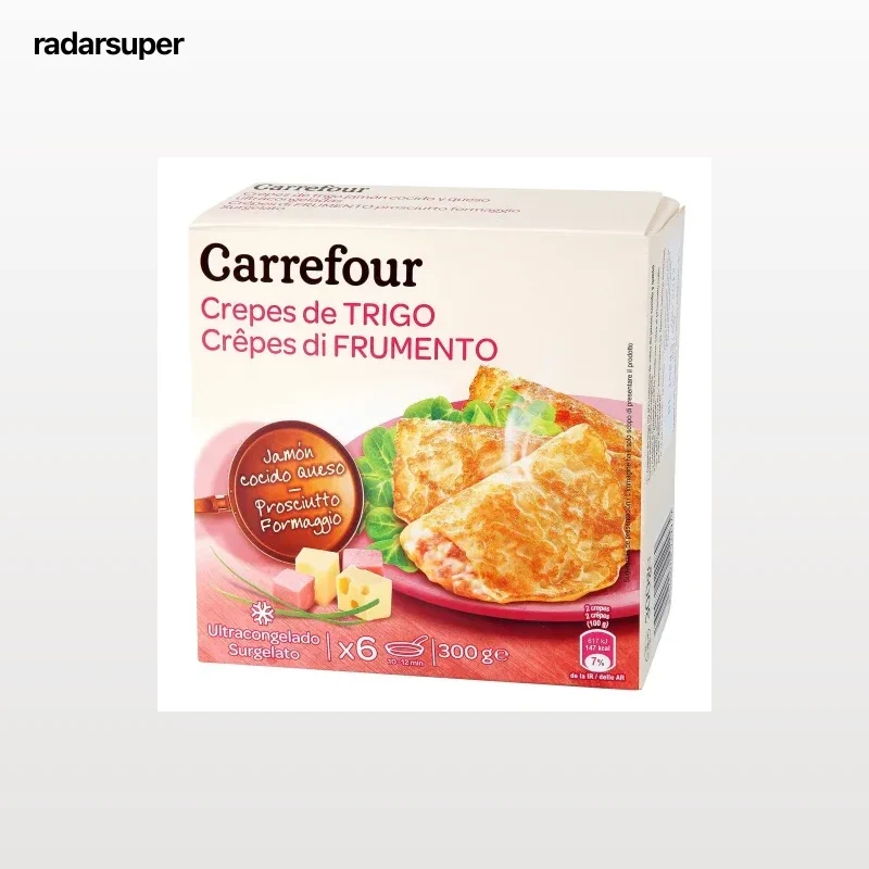 Crepes jamón y queso Carrefour pack de 6 unidades de 50 g.