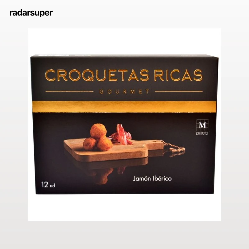 CROQUETAS RICAS Croquetas 100% caseras, ultracongeladas y rellenas de jamón ibérico Gourmet 300 g.