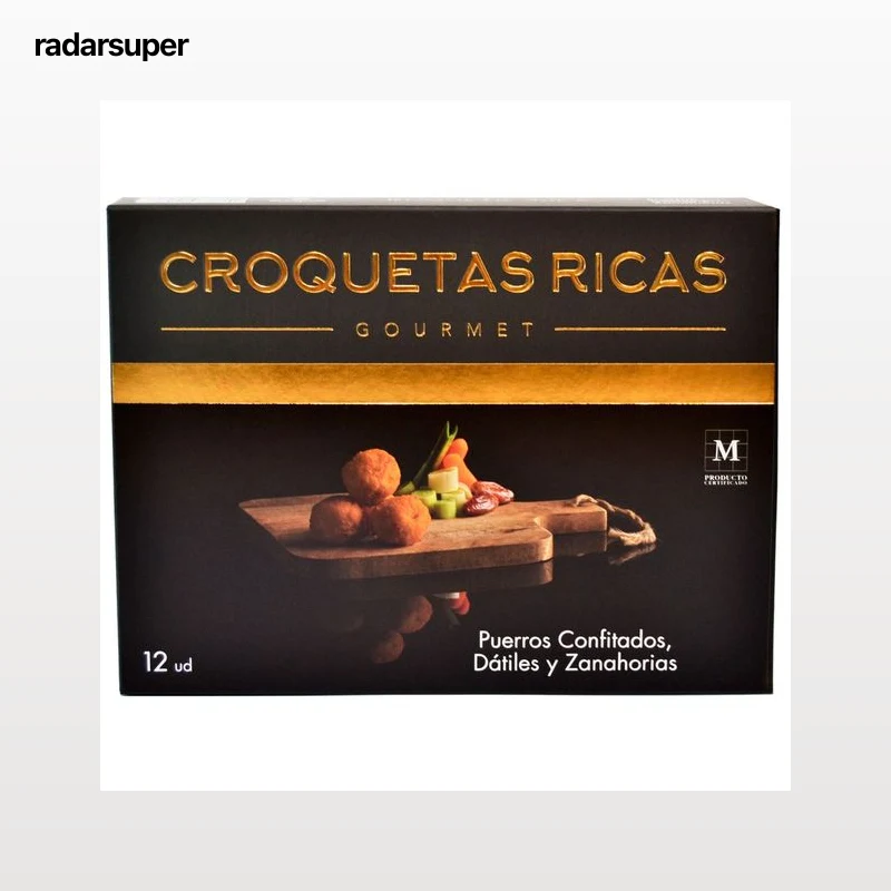 CROQUETAS RICAS Croquetas 100% caseras, ultracongeladas y rellenas de puerro confitado, dátiles y zanahorias Gourmet 300 g.