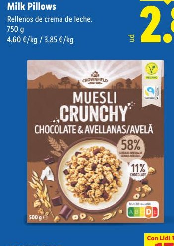 CROWNFIELD Crunchy muesli con chocolate y avellanas
