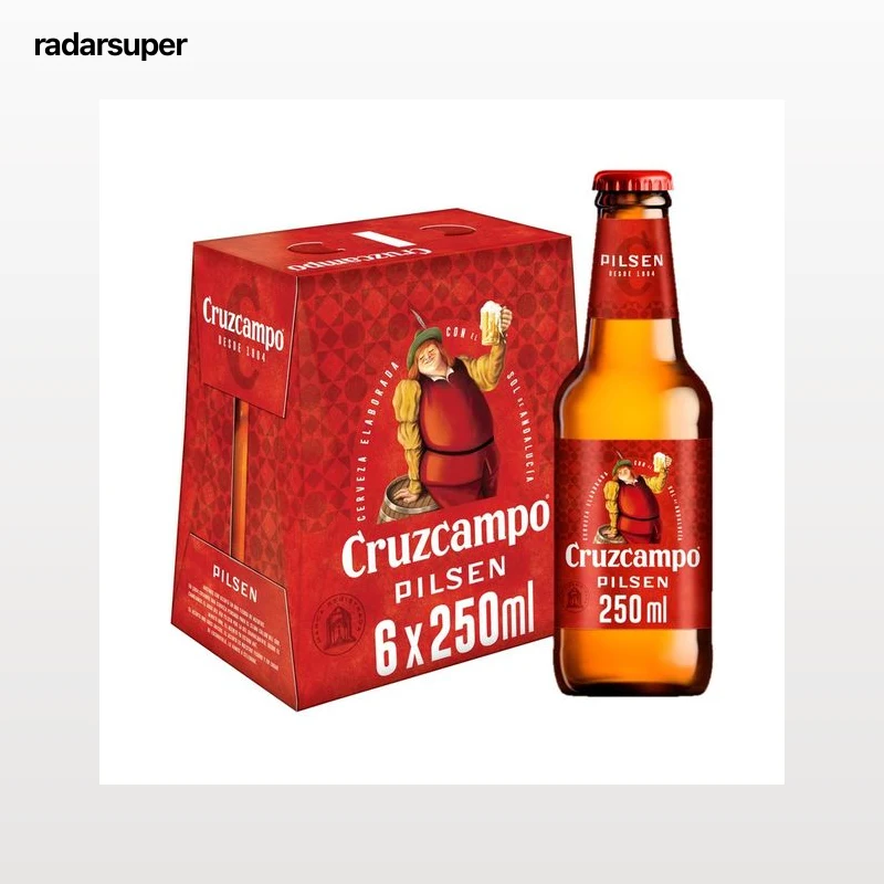 CRUZCAMPO Cervezas rubias tipo larger, estilo Pilsen pack de 6 uds x 25 cl.