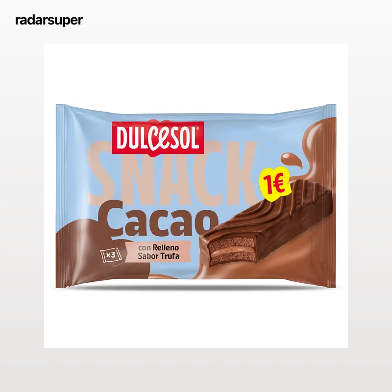 Cuadrados de cacao relleno sabor trufa Dulcesol 114 g