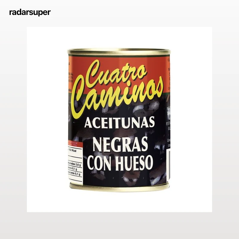 CUATRO CAMINOS Aceitunas negras enteras (con hueso) 150 g.