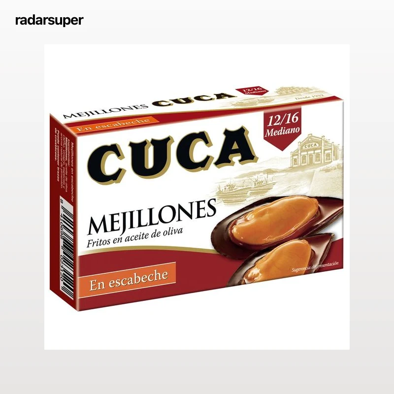 CUCA Mejillones fritos en aceite de oliva, en escabeche 12/16 piezas 69 g.