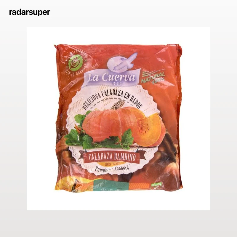 LA CUERVA Calabaza cortada en dados, 100% natural, sin conservantes ni colorantes LA CUERVA 1 kg.
