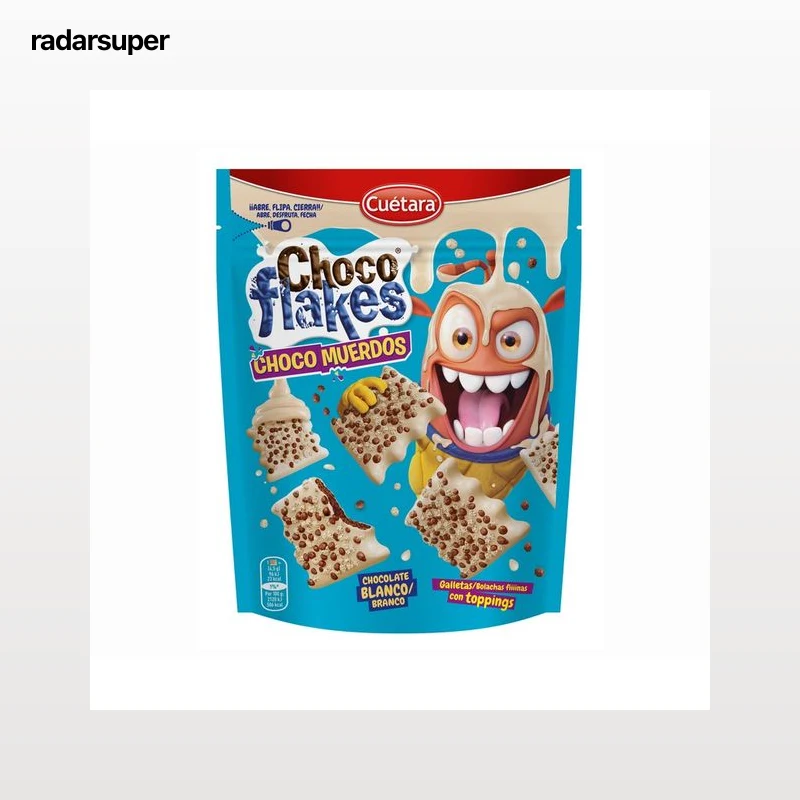 CUÉTARA Chocoflakes Galletas de chocolate bañadas en chocolate blanco 87 gr.