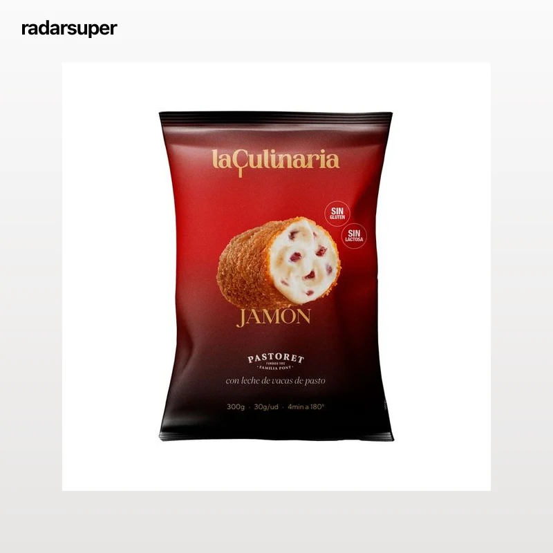 LA CULINARIA Croquetas congeladas super cremosas de jamón sin gluten ni lactosa 300 g.