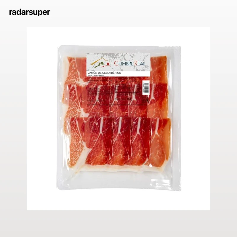 CUMBRE REAL Jamón de cebo ibérico (50% raza ibérica) cortado en lonchas 100 g.