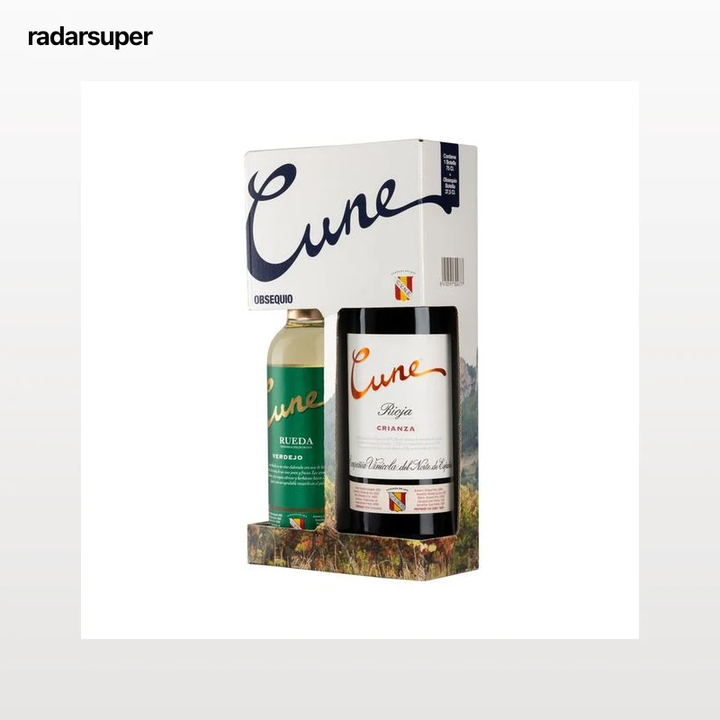 CUNE Estuche con botella de vino tinto crianza D.O. Ca. Rioja y botella de vino blanco D.O Rueda.