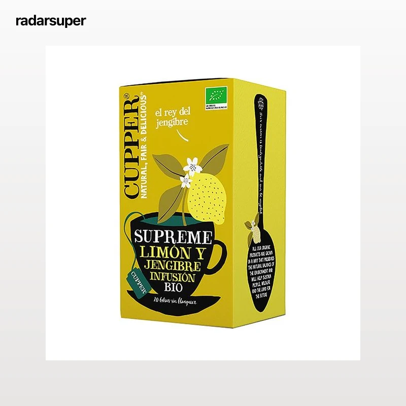 CUPPER Supreme Infusión de limón y jengibre ecológicos 20 uds. 50 g.